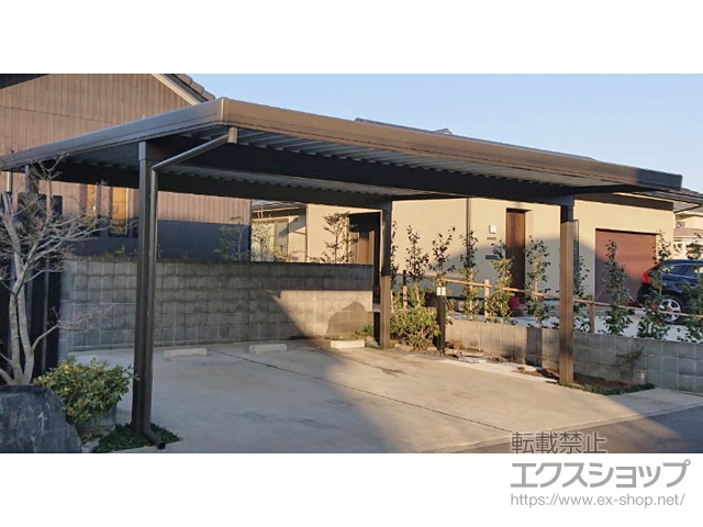 千葉県木更津市のLIXIL リクシル（トステム）のカーポート テリオスポートIII 1500 2台用 角柱4本柱 積雪〜50cm対応 施工例