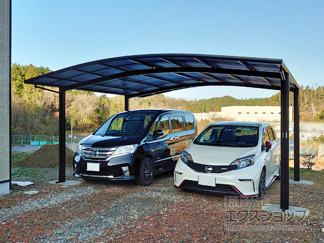 岐阜県恵那市ののカーポート ネスカR (ラウンドスタイル) ワイド 積雪〜20cm対応 施工例