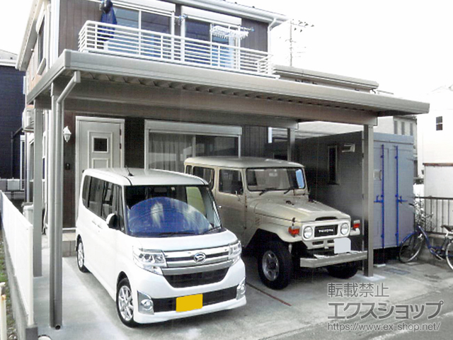 神奈川県横須賀市のLIXIL リクシル（トステム）のカーポート テリオスポートIII 1500 2台用 角柱4本柱 積雪〜50cm対応 施工例