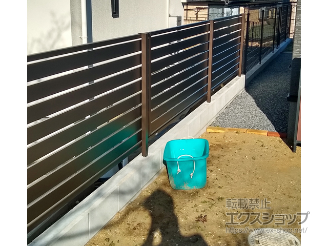 千葉県印旛郡酒々井町ののフェンス・柵 シンプレオフェンスSY1型 横スリット 自由柱施工 施工例