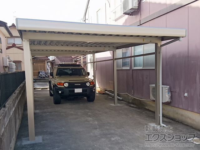 新潟県新潟市ののカーポート ジーポートneo Aタイプ 縦連棟 角柱8本柱 積雪〜100cm対応 施工例
