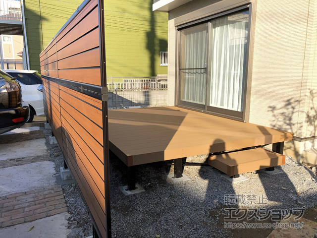 千葉県千葉市ののフェンス・柵 モクアルフェンス 目隠しタイプ 2段支柱 自立建て用（パネル2段） 施工例