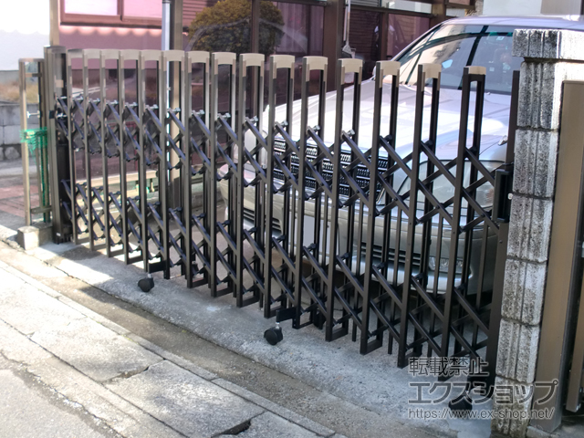 千葉県八街市ののカーゲート トリップゲートII P型 ペットガード付き ノンレール 片開き 31S 施工例