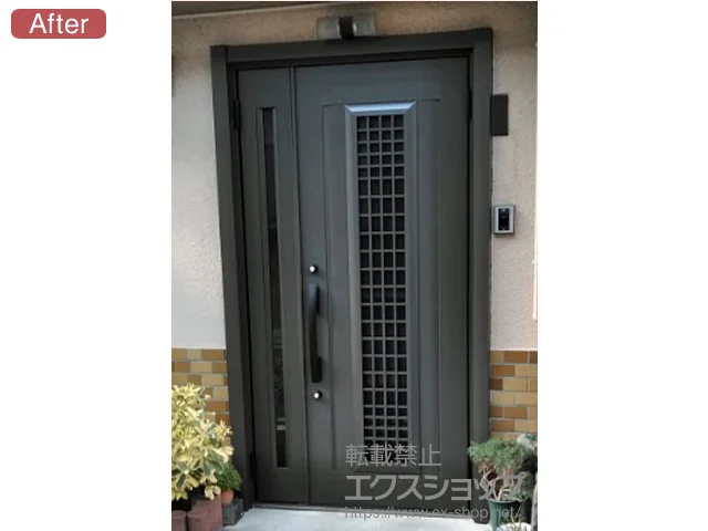 大阪府堺市のLIXIL リクシル（トステム）の玄関ドア リシェント玄関ドア3 アルミ仕様 手動 親子仕様(ランマ無)R C84N型 施工例