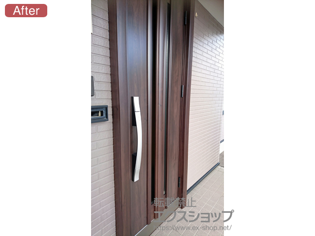 北海道北斗市のLIXIL リクシル（トステム）の玄関ドア リシェント玄関ドア3 断熱K2仕様 片開き仕様(ランマ無)R G15型 ※タッチキー仕様(リモコンタイプ) 施工例