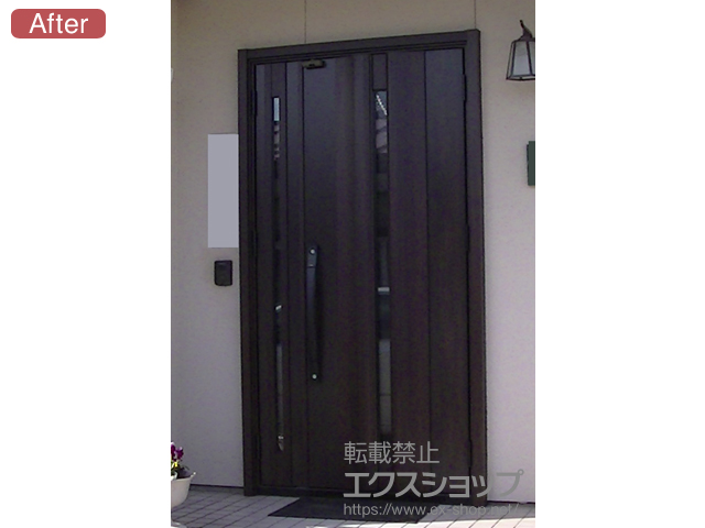 群馬県前橋市のLIXIL リクシル（トステム）の玄関ドア リシェント玄関ドア3 断熱K4仕様 手動 親子仕様(ランマ無)R G12型 施工例