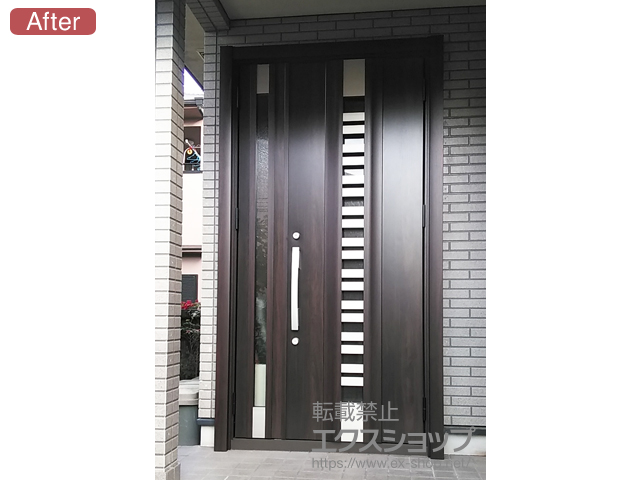 京都府亀岡市のLIXIL リクシル（トステム）の玄関ドア リシェント玄関ドア3 断熱K4仕様 手動 親子仕様(ランマ無)R G82型 施工例