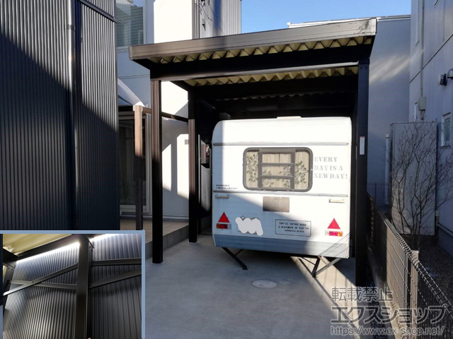 千葉県四街道市のLIXIL リクシル（トステム）のカーポート テリオスポートIII 奥行延長 角柱10本柱 積雪〜200cm対応 施工例