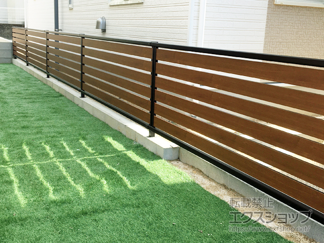 福岡県大野城市ののフェンス・柵 モクアルフェンス 横板タイプ 自由柱施工 施工例