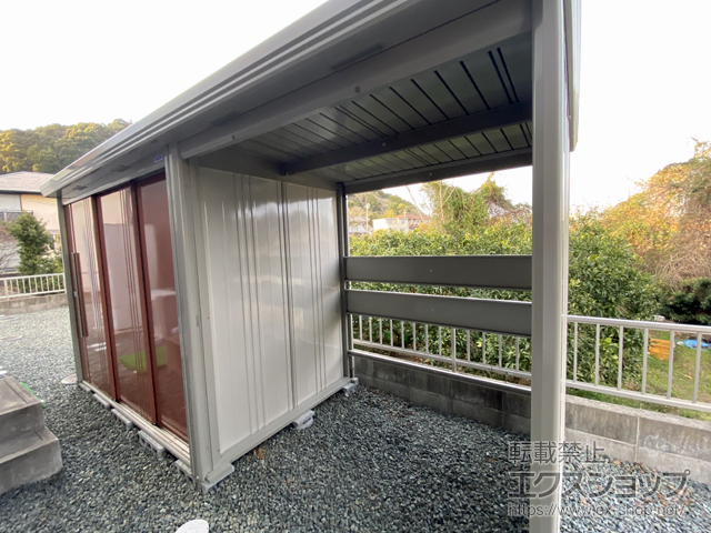 三重県南牟婁郡御浜町のの物置・屋外倉庫 Mr.ストックマン プラスアルファ 一般型 4379×1590×2110 TP-43R15-T 施工例