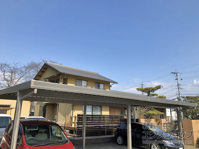 大分県大分市ののカーポート テリオスポートIII 900 4台用 横連棟 角柱6本仕様 積雪〜30cm対応 施工例
