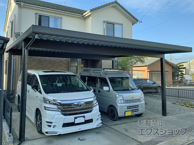 岐阜県岐阜市ののカーポート ジーポートneo Aタイプ 2台用 角柱4本柱 積雪〜100cm対応 施工例