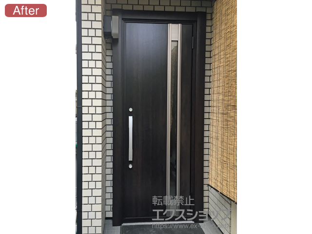 東京都狛江市のLIXIL リクシル（トステム）の玄関ドア リシェント玄関ドア3 断熱K4仕様 手動 片開き仕様(ランマ無)R M78型 施工例