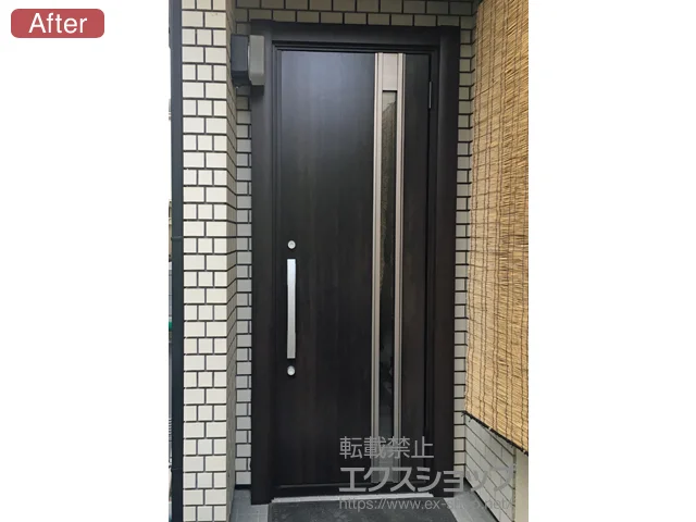 東京都狛江市のLIXIL リクシル（トステム）の玄関ドア リシェント玄関ドア3 断熱K4仕様 手動 片開き仕様(ランマ無)R M78型 施工例