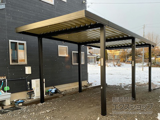 群馬県利根郡川場村のLIXIL リクシル（トステム）のカーポート テリオスポートIII 1500 奥行延長 角柱6本柱 積雪〜50cm対応 施工例