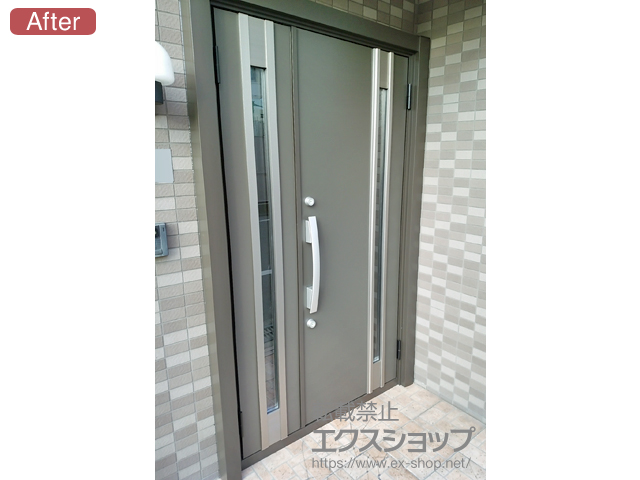大阪府寝屋川市のLIXIL リクシル（トステム）の玄関ドア リシェント玄関ドア3 断熱K4仕様 手動 親子仕様(ランマ無)R M78型 施工例