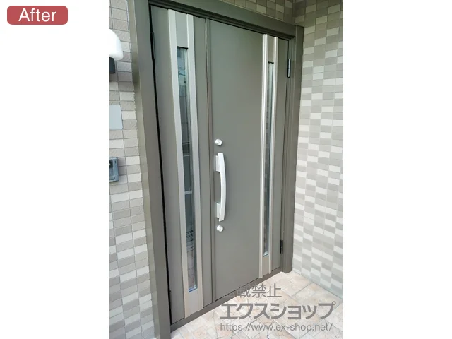 大阪府寝屋川市のLIXIL リクシル（トステム）の玄関ドア リシェント玄関ドア3 断熱K4仕様 手動 親子仕様(ランマ無)R M78型 施工例