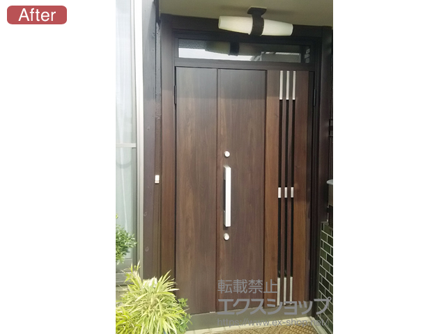 神奈川県横浜市のLIXIL リクシル（トステム）の玄関ドア リシェント玄関ドア3 断熱K4仕様 手動 親子仕様(ランマ付)R M83型 施工例