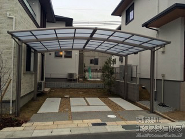 奈良県奈良市ののカーポート ネスカR (ラウンドスタイル) ワイド 積雪〜20cm対応 施工例