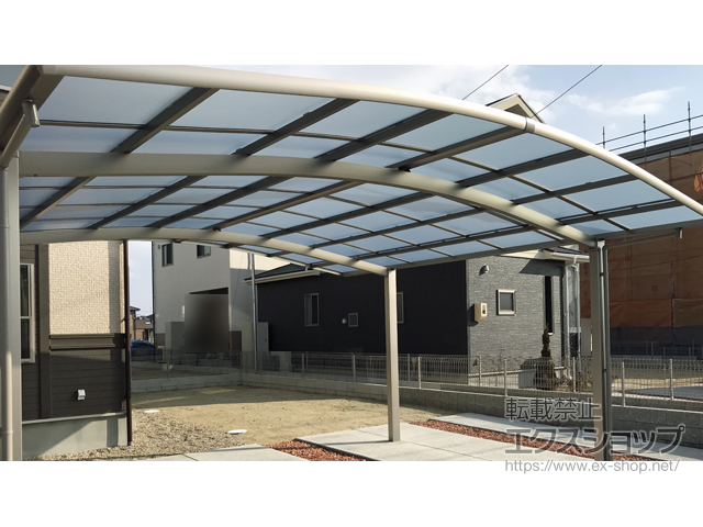 愛知県一宮市ののカーポート ネスカR (ラウンドスタイル) ワイド 積雪〜20cm対応 施工例