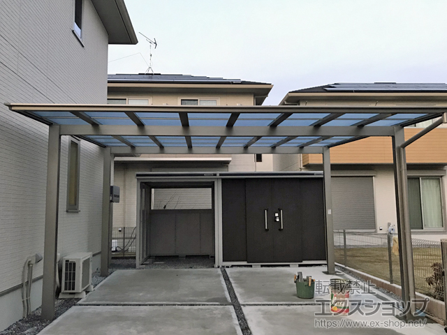 千葉県流山市ののカーポート フーゴF (フラットスタイル) ワイド 積雪〜20cm対応 施工例