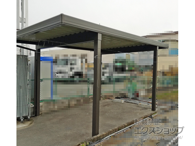 大阪府東大阪市のLIXIL リクシル（トステム）のカーポート テリオスポートIII 3000 角柱4本柱 積雪〜100cm対応 施工例