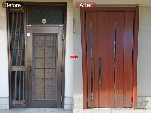 愛知県名古屋市のLIXIL リクシル（トステム）の玄関ドア リシェント玄関ドア3 断熱K4仕様 手動 親子仕様(ランマ無)R M12型 施工例