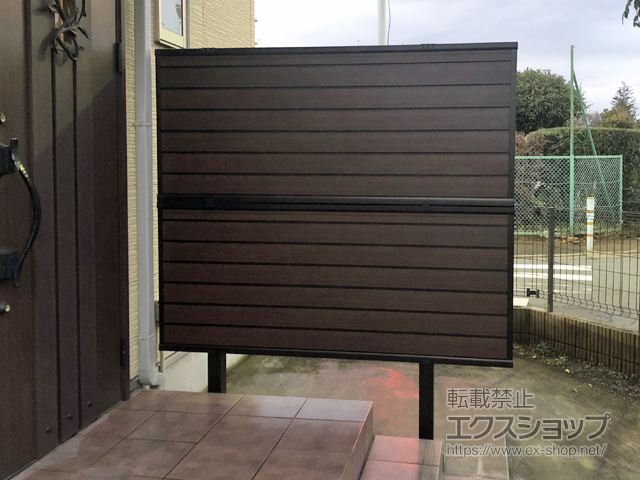 千葉県船橋市ののフェンス・柵 モクアルフェンス 目隠しタイプ 2段支柱 自立建て用（パネル2段） 施工例