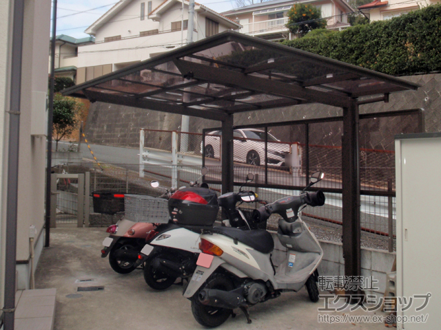 神奈川県横浜市ののサイクルポート・駐輪場 フーゴFミニ (フラットスタイル) 積雪〜20cm対応 施工例