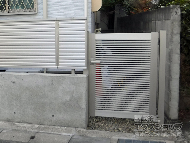 長野県長野市のの門扉 シンプレオ門扉1型 横格子 片開き 門柱使用 施工例