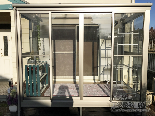 千葉県富里市ののテラス囲い・サンルーム サニージュF型 床納まり（ランマなし）積雪20cm対応 施工例