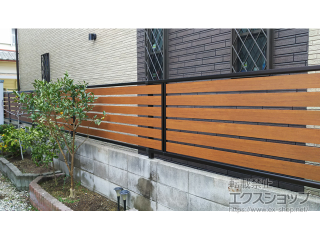 兵庫県明石市ののフェンス・柵 モクアルフェンス 横板タイプ 自由柱施工 施工例