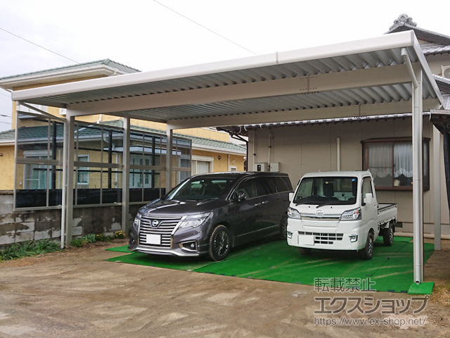 香川県観音寺市ののカーポート レオンポートneo 3台用 角柱4本 積雪〜50cm対応 施工例