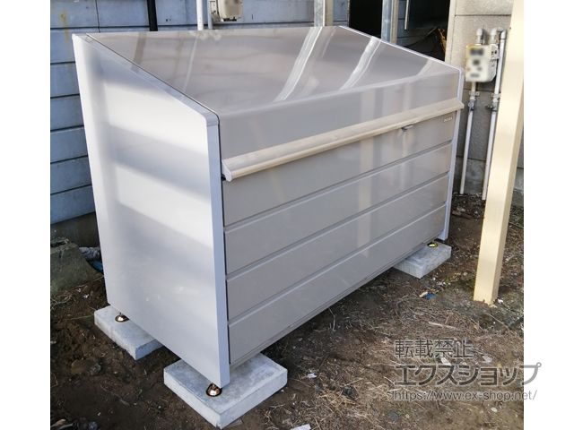 茨城県神栖市ののゴミステーション ダストボックスミニ メッシュ床タイプ DBN-147M 800L 施工例