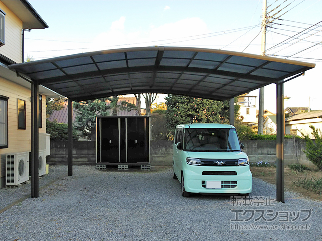 栃木県下野市ののカーポート ネスカR (ラウンドスタイル) ワイド 積雪〜20cm対応 施工例