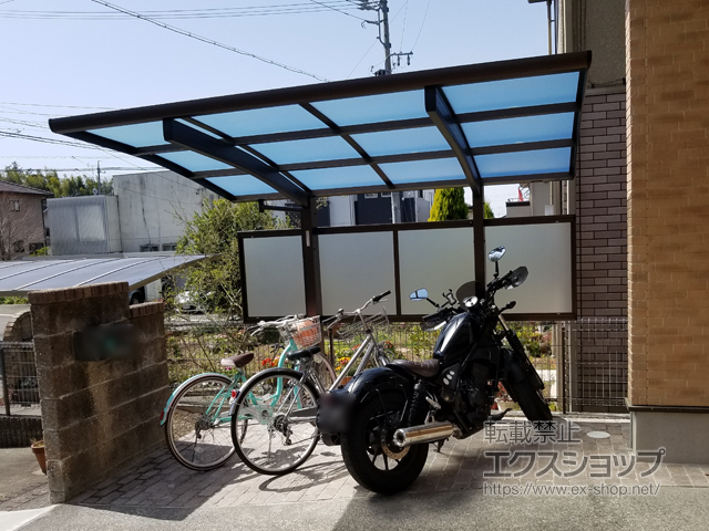 静岡県掛川市ののサイクルポート・駐輪場 レイナポートグランミニ 積雪〜20cm対応＋レイナポートグラン ミニ サイドパネル 施工例