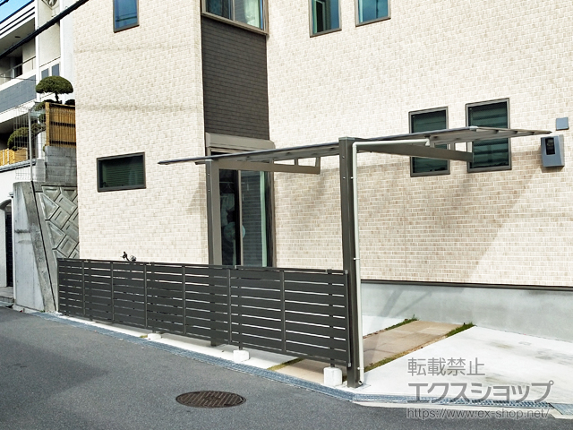 大阪府枚方市ののフェンス・柵 フェンスAB YS3型 横スリット3 フリーポールタイプ*アルミカラー 施工例