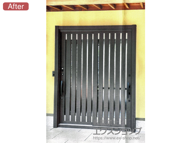 福岡県北九州市のLIXIL リクシル（トステム）の玄関ドア リシェント玄関引戸 PG仕様 2枚建戸 ランマ無 15型(縦通し)*簡易タッチキーシステム仕様 施工例