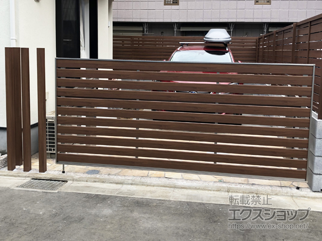 東京都調布市ののフェンス・柵 デザイナーズパーツ 枕木材 施工例