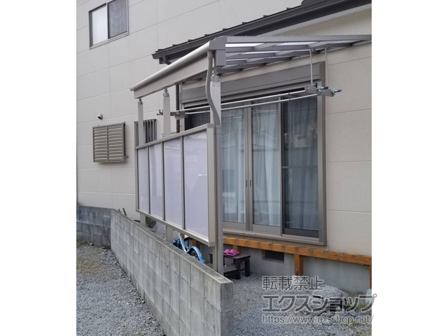 大分県津久見市ののテラス屋根 スピーネ F型 テラスタイプ 単体 積雪〜20cm対応※正面台形納まり 施工例