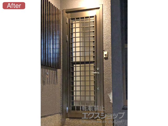 大阪府吹田市のLIXIL リクシル（トステム）の玄関ドア リシェント勝手口ドア アルミPG仕様 ランマ無(L) A型 施工例