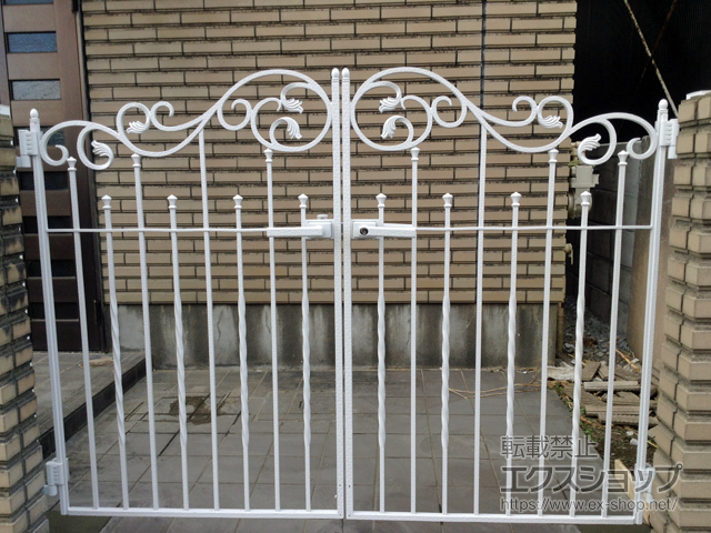 栃木県宇都宮市のの門扉 ラフィーネ門扉1型 両開き 柱使用 施工例