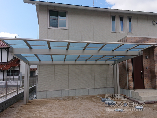 広島県東広島市ののカーポート エフルージュツインEX 後方支持タイプ 積雪〜20cm対応 施工例