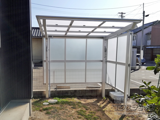 愛知県一宮市ののサイクルポート・駐輪場 フーゴFパーク (フラットスタイル) パネル2面 積雪〜20cm対応 施工例