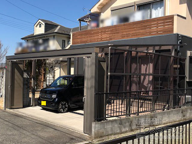 神奈川県横浜市ののカーポート ネスカF (フラットスタイル) ワイド 積雪〜20cm対応 施工例