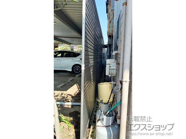 東京都江戸川区ののフェンス・柵 ミエーネフェンス 目隠しルーバータイプ 2段支柱 自立建て用(パネル2段) 施工例