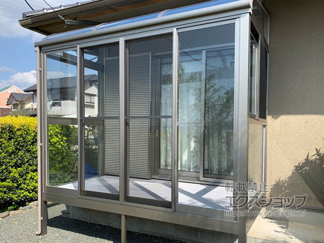 熊本県上益城郡益城町ののテラス囲い・サンルーム サニージュ R型 床納まり ランマ無 積雪〜20cm対応 施工例