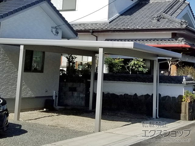 宮崎県都城市ののカーポート レオンポートneo 2台用 角柱4本仕様 積雪〜50cm対応 施工例