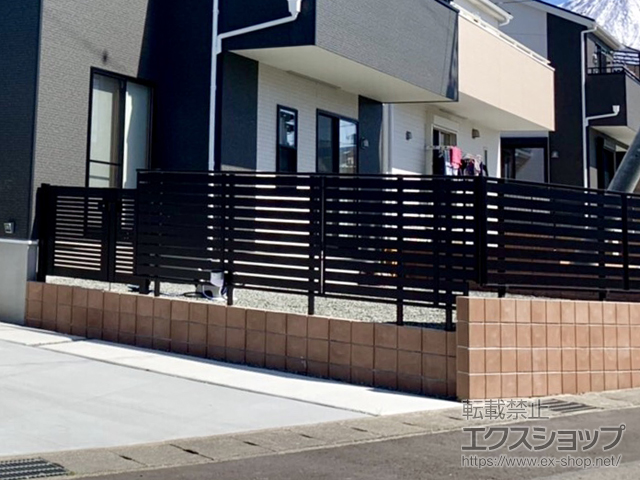 静岡県富士宮市ののフェンス・柵 シンプレオフェンスSY1型 横スリット 自由柱施工 施工例