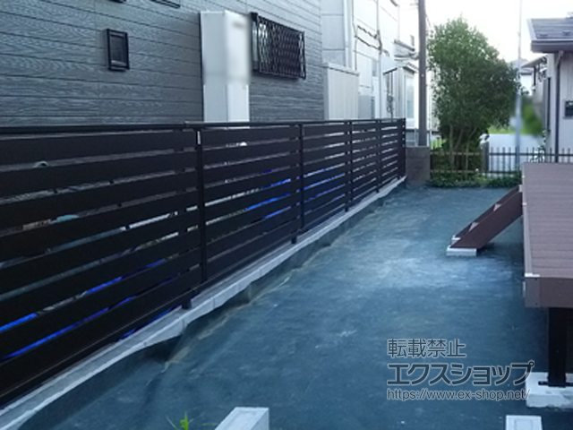 千葉県千葉市ののフェンス・柵 シンプレオフェンスSY1型 横スリット 自由柱施工 施工例